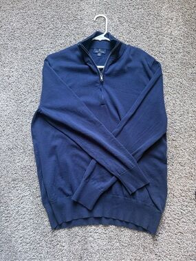 Brooks Brothers Men's Navy Half-Zip Knit Sweater
